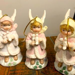 Vintage porcelain Angel ornaments set of 3